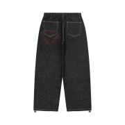 MUCENT Signature Heart Lettering Back Logo Denim Pants Black