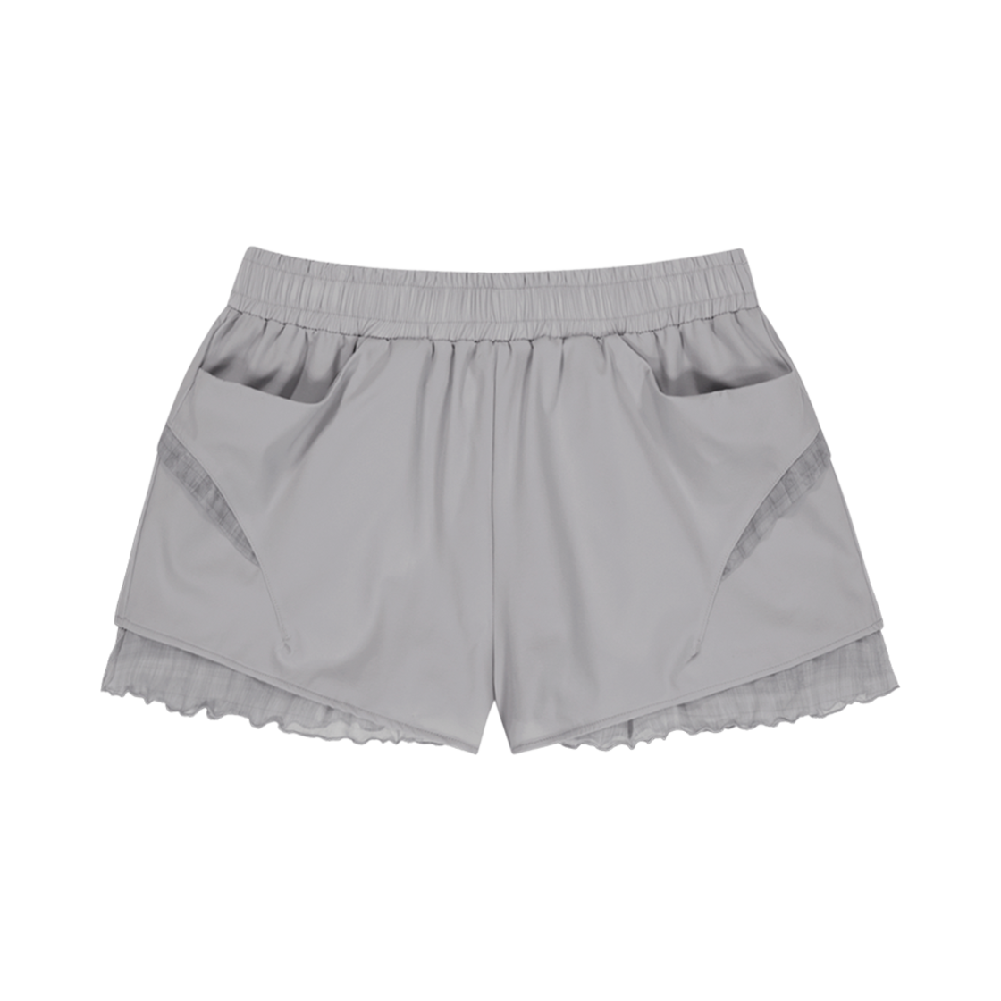 25SS-PT03-BGR OJOS Reversible Plaid Track Shorts Blue Grey