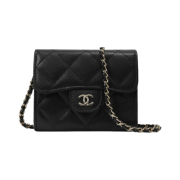 Chanel Classic Clutch With Chain Grained Calfskin & Gold Black