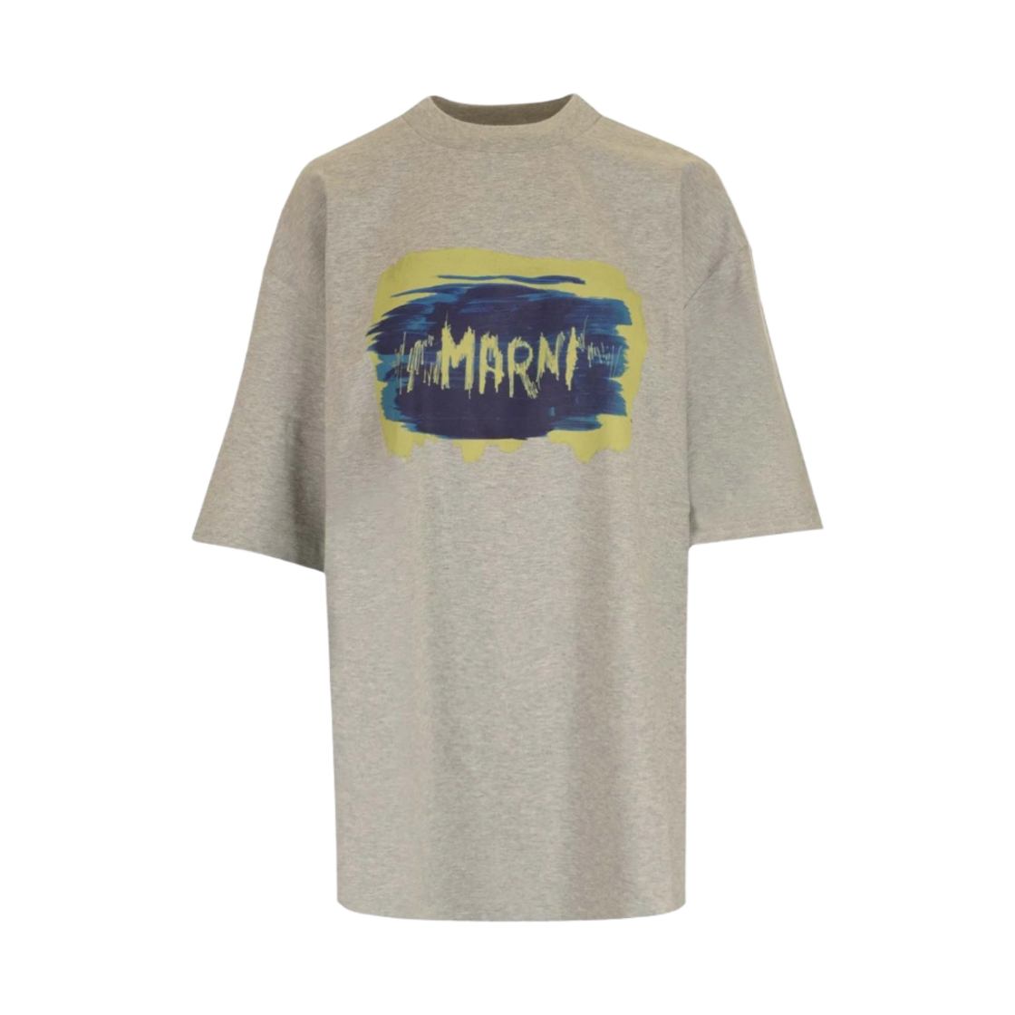 (W) 마르니 페인티드 로고 멜란지 코튼 저지 티셔츠 이녹스((W) Marni Painted Logo Melange Cotton Jersey T-Shirt Inox) - 1