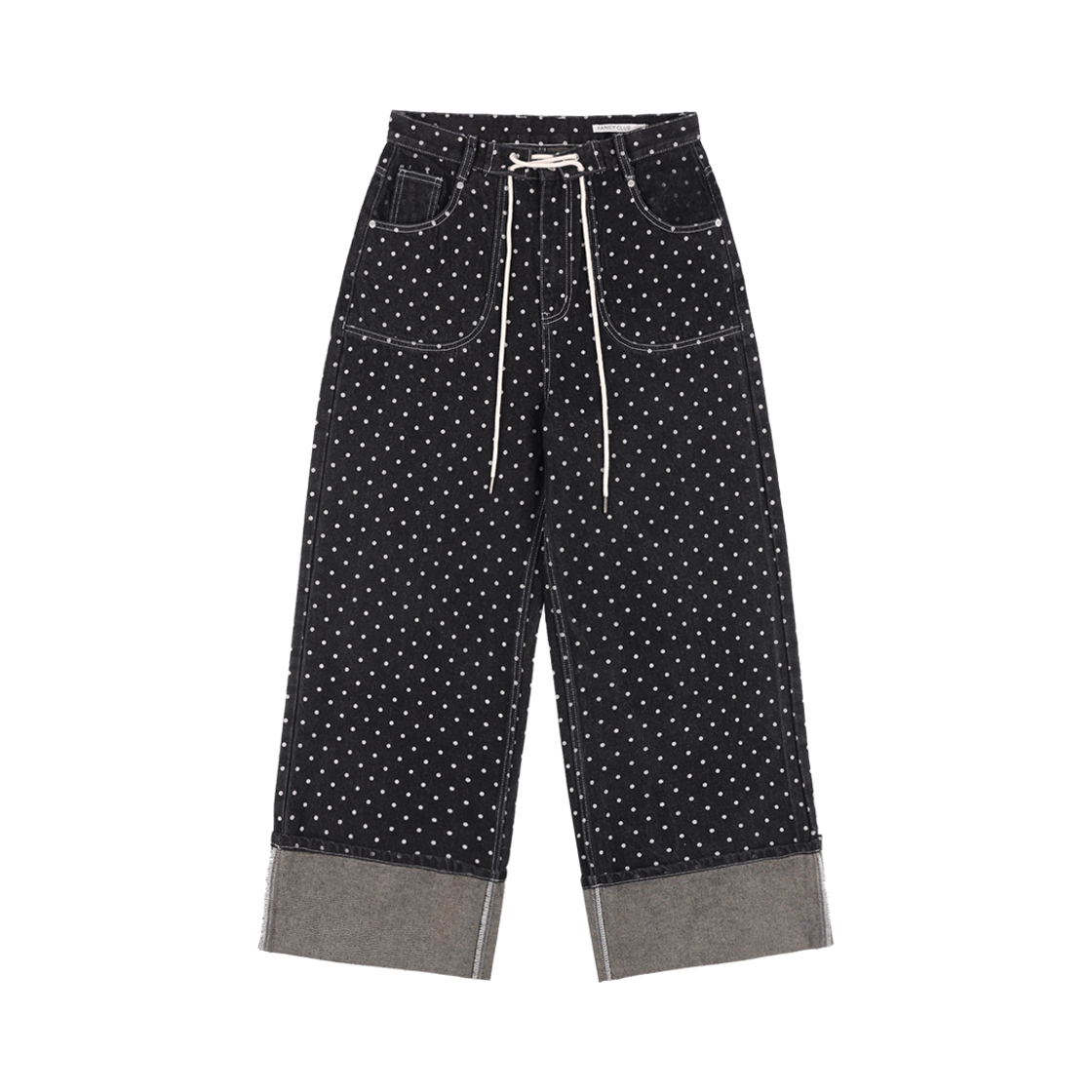 팬시클럽 스트링 도트 롤업 팬츠 블랙 | FANCY CLUB | KREAM