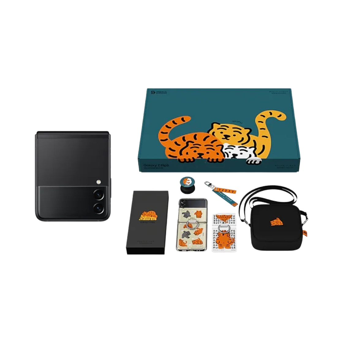 삼성 갤럭시 Z 플립3 무직 타이거 에디션 팬텀 블랙 (국내 정식 발매 제품)(Samsung Galaxy Z Flip3 Muzik Tiger Edition Phantom Black (Korean Ver.)) - 1