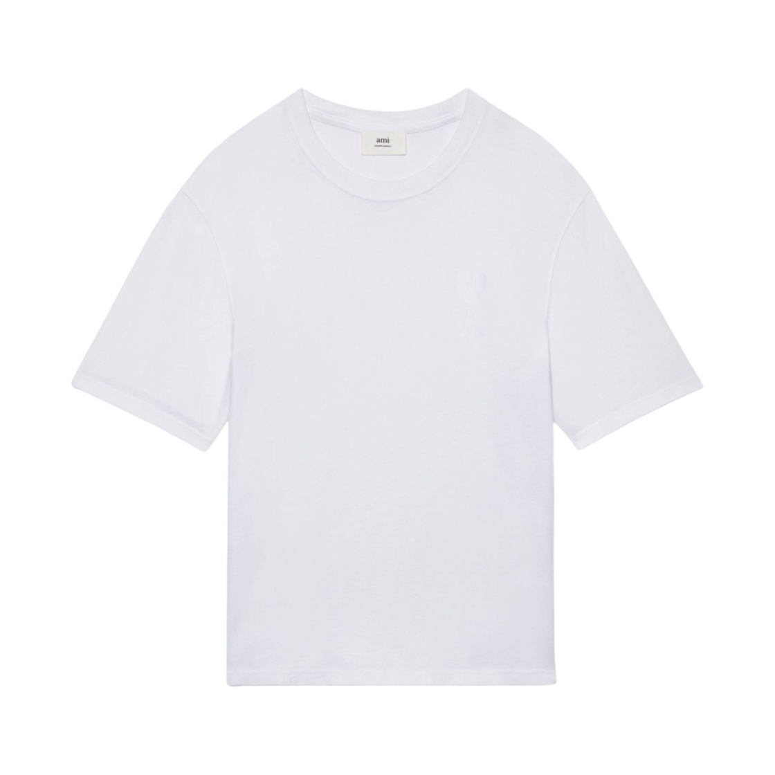 아미 톤온톤 하트 로고 티셔츠 화이트(AMI de Coeur Tone-On-Tone T-Shirt White) - 1