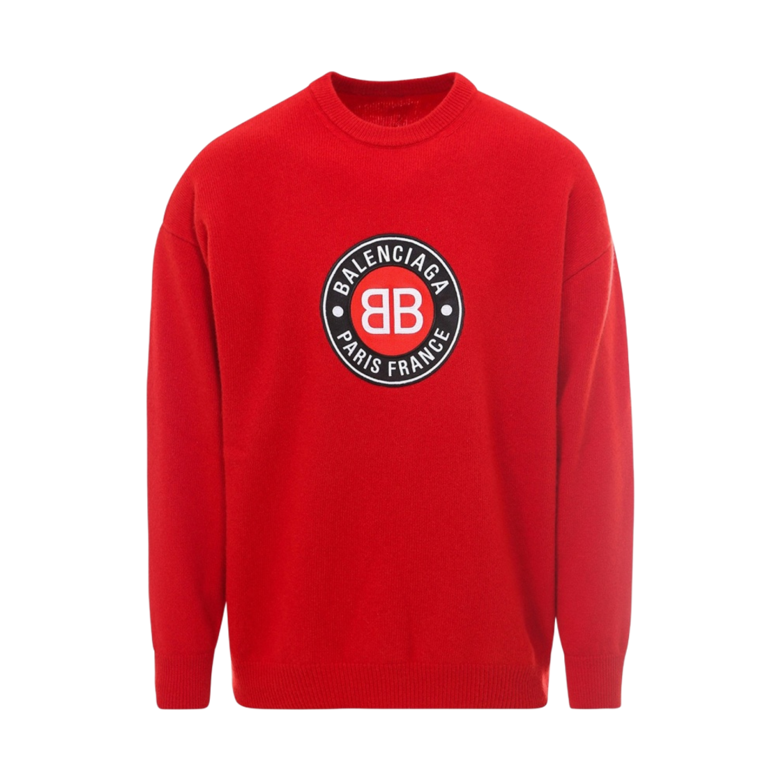 발렌시아가 BB 서클 로고 패치 크루넥 니트 레드