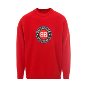 Balenciaga BB Circle Logo Patch Crewneck Knit Red