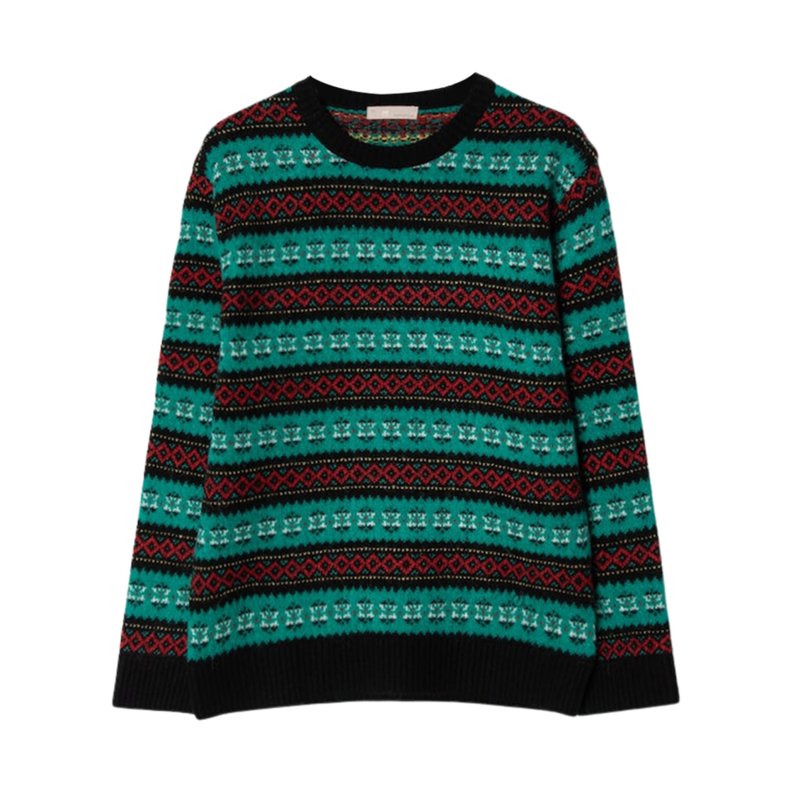 BC0951A20M Beanpole Wool Fair Isle Jacquard Knit Green