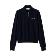 (W) Miu Miu Cashmere Polo Sweater Navy
