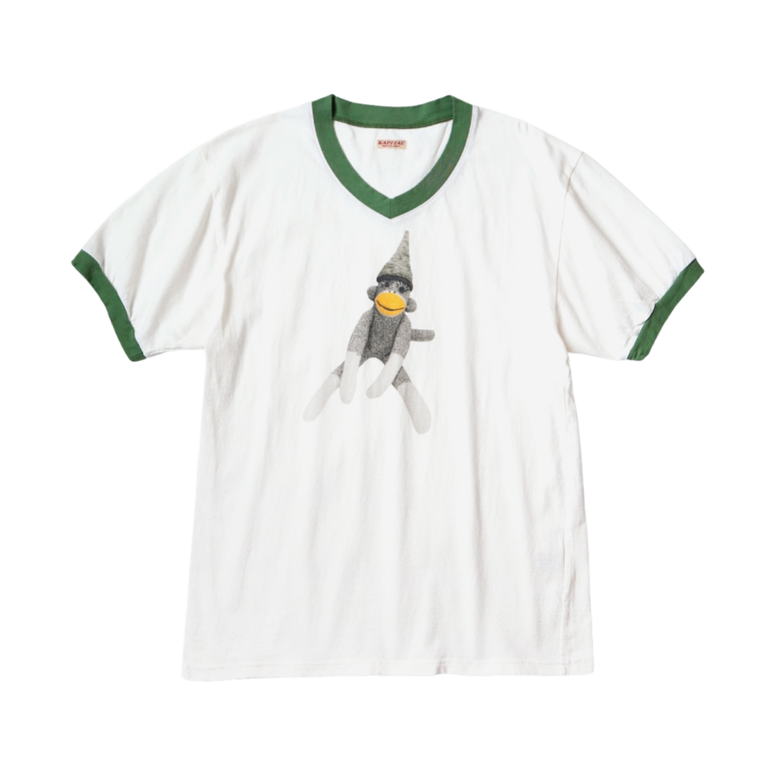 K2403SC116 Kapital 20 Jersey V-Neck Ringer T-Shirt Chiropup Pt White