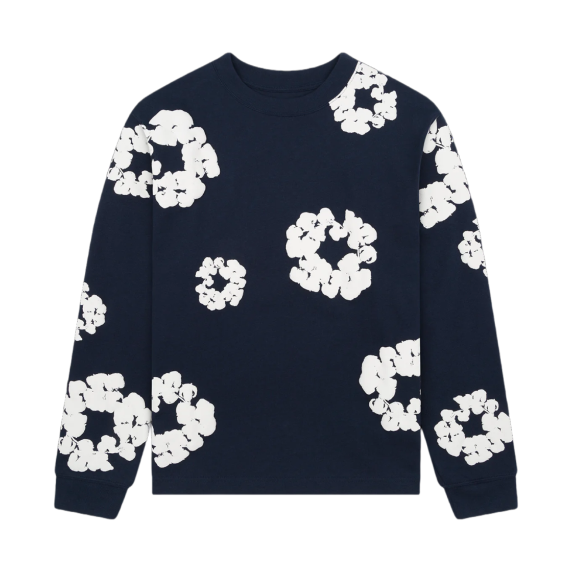 - Denim Tears Long Sleeve Cotton Wreath T-Shirt Navy