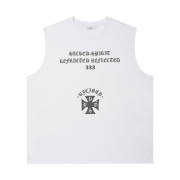 PHOS333 Uncaged Slogan Sleeveless White
