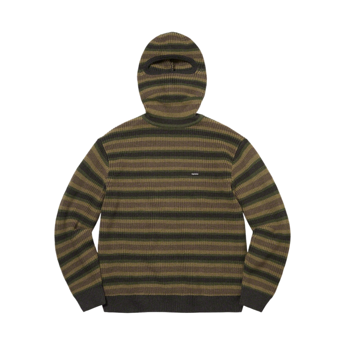 슈프림 스몰 박스 발라클라바/터틀넥 스웨터 올리브 스트라이프 - 22FW(Supreme Small Box Balaclava/Turtleneck Sweater Black Stripe Olive Stripe - 22FW) - 1