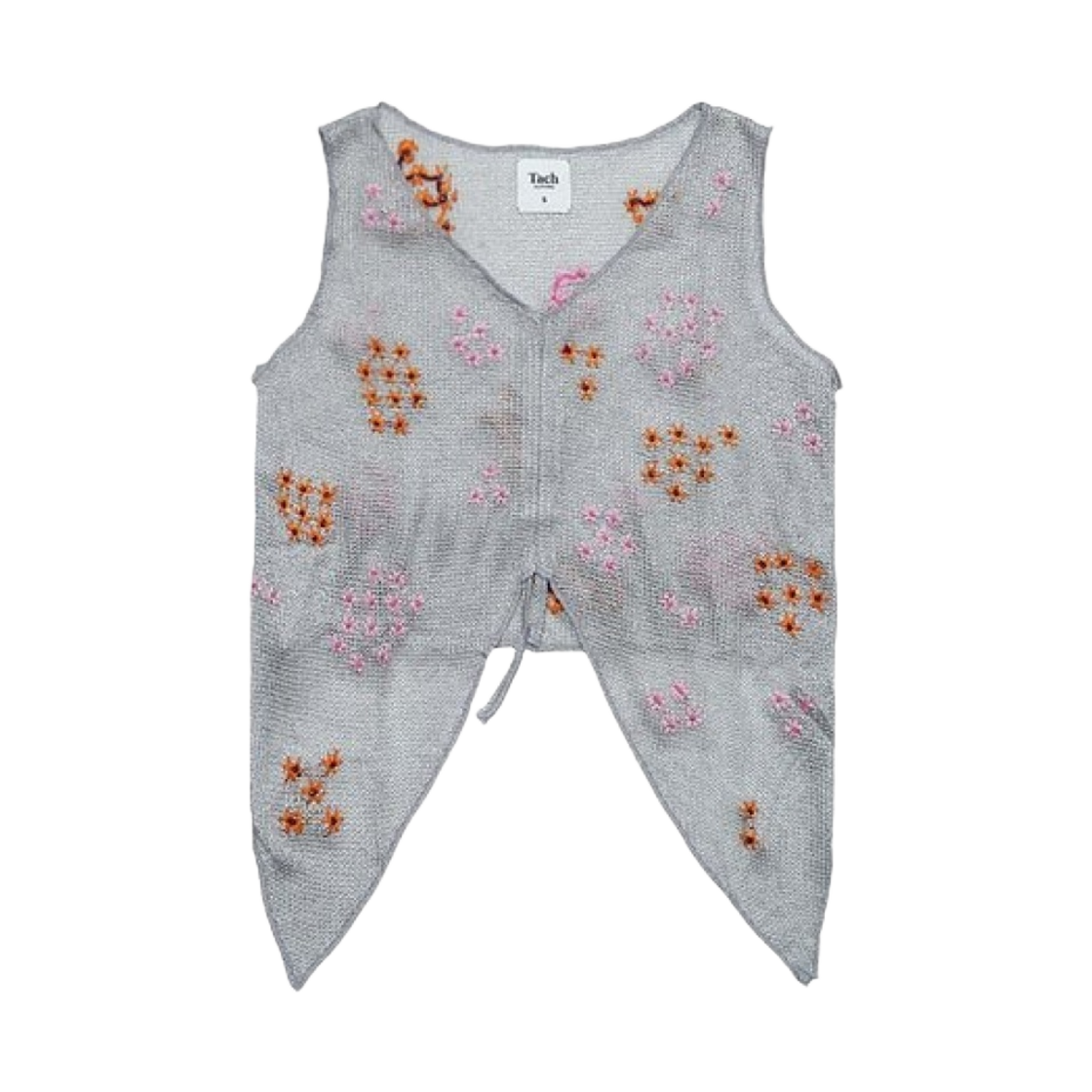 MALI-SV (W) Tach Mali Hand Embroidered Top Silver