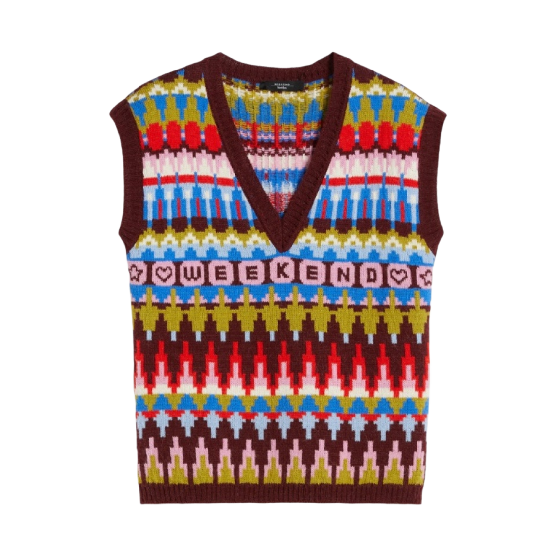 (W) 위켄드 막스마라 알리지 자카드 니트 베스트 스카이 블루((W) Weekend Max Mara Aligi Jacquard Knitted Vest Sky Blue) - 1