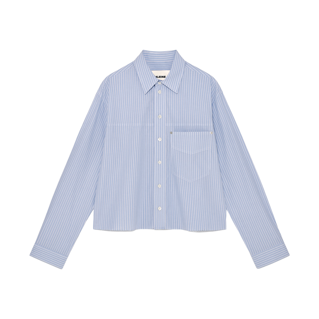 알렌느 컷오프 크롭 스트라이프 셔츠 블루(Haleine Cut-Off Cropped Stripe Shirts Blue (WT104))