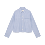 Haleine Cut-Off Cropped Stripe Shirts Blue (WT104)