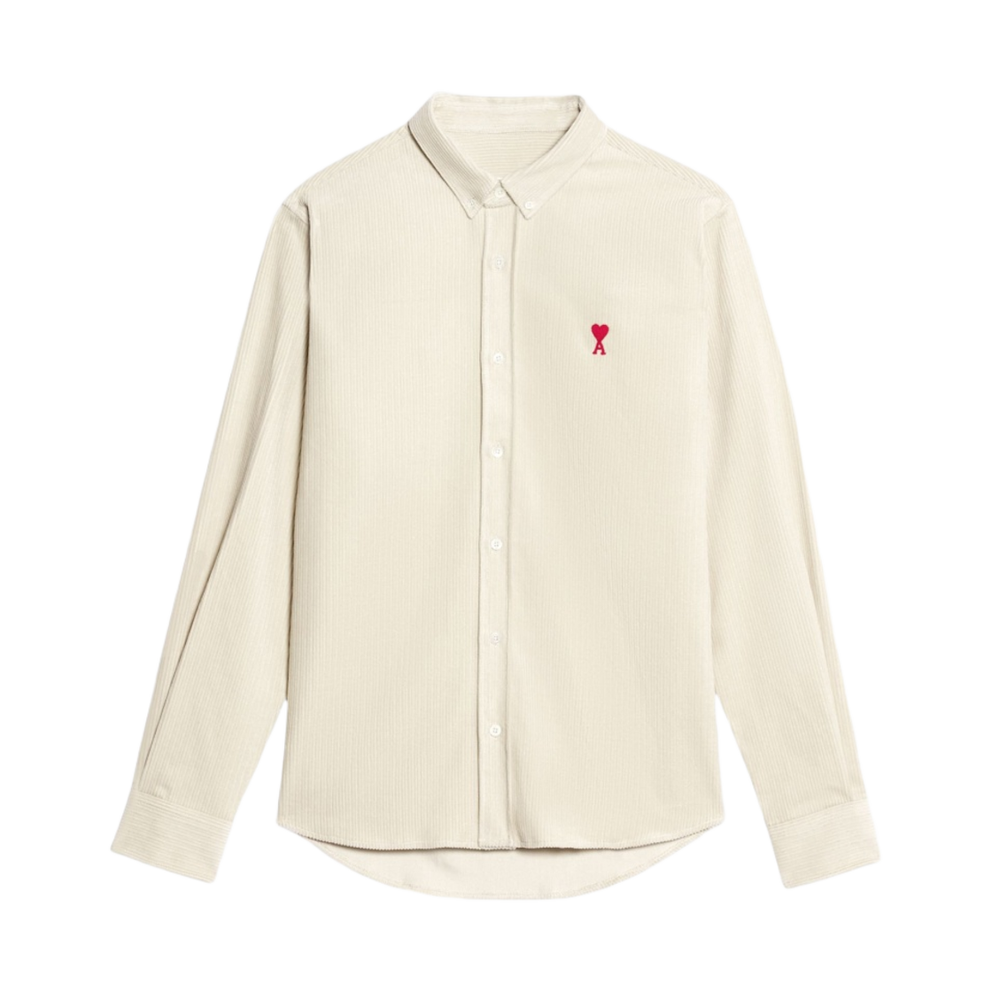 아미 스몰 하트 로고 코듀로이 버튼다운 셔츠 오프 화이트(AMI de Coeur Corduroy Button Down Shirt Off White)