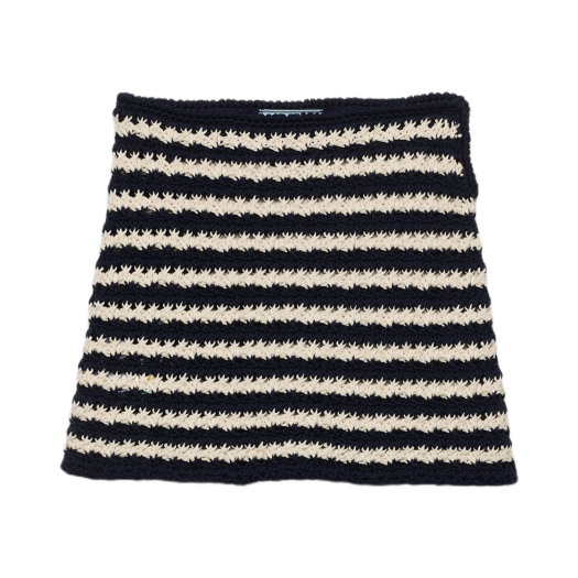 21522-16SY-F067K (W) Prada Cotton Crochet Miniskirt Blue Beige