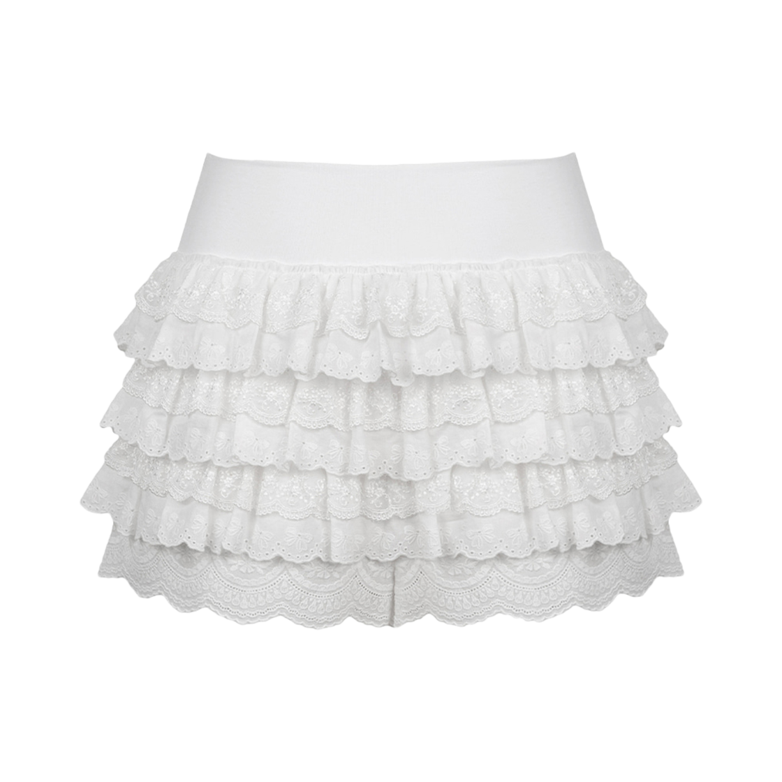 러프넥 레이스 튜튜 팬츠 스커트 화이트(Roughneck Lace Tutu Pants Skirt White)