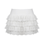Roughneck Lace Tutu Pants Skirt White