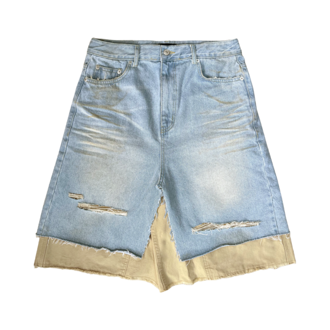 - Project G/R Layered Skirt Denim Carpenter Shorts Blue