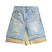 Project G/R Layered Skirt Denim Carpenter Shorts Blue