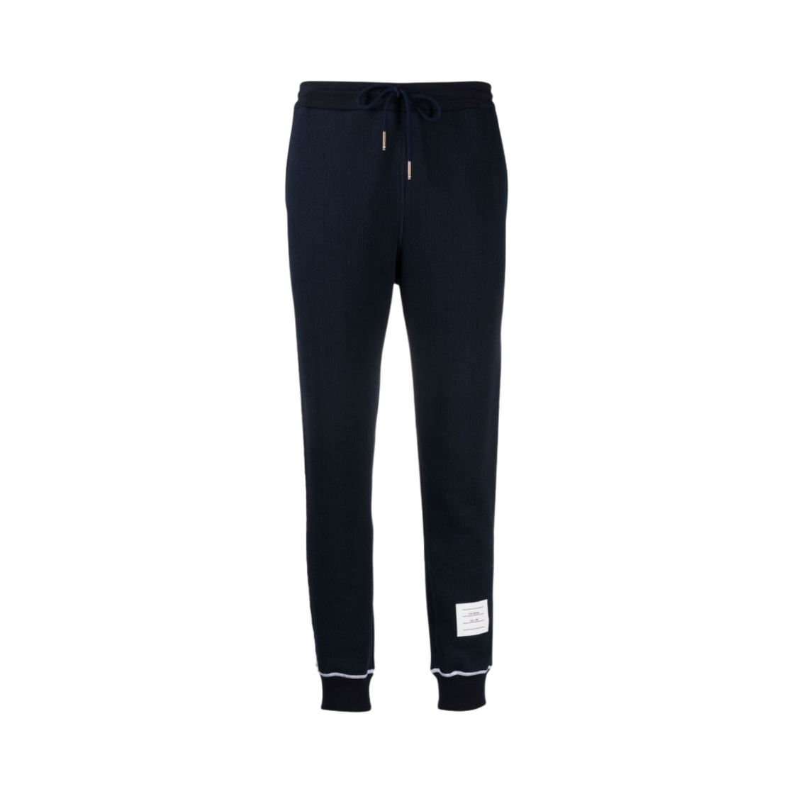 FJQ063A-08000-415 (W) Thom Browne Mesh Back Cotton Rib Contrast Cover Stitch Sweatpants Navy