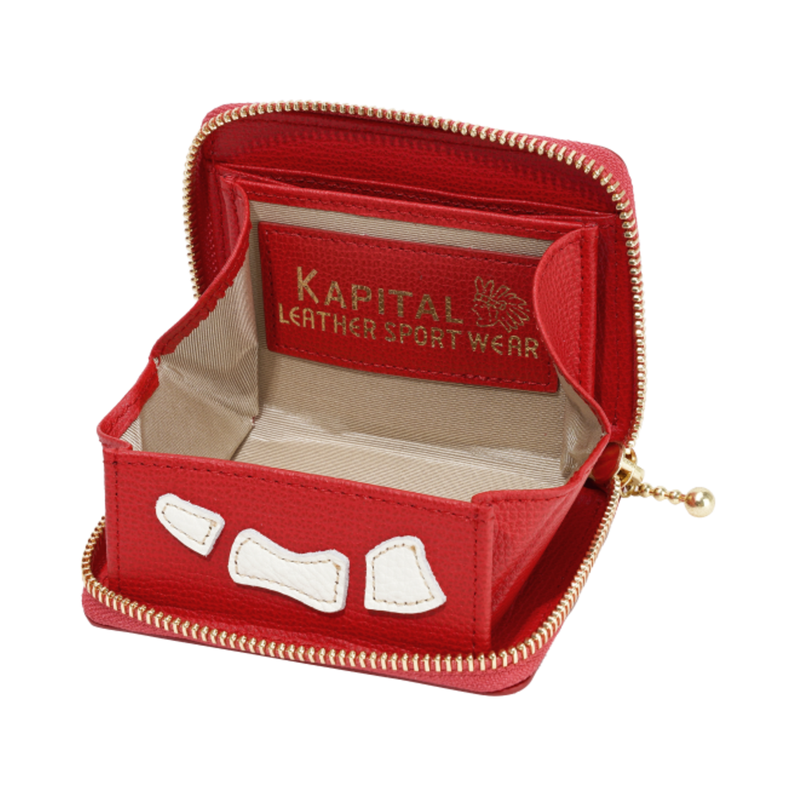 캐피탈 떰즈 업 본 핸드 집 미니 지갑 레드(Kapital Thumbs Up Bone Hand Zip Mini Wallet Red) - 3