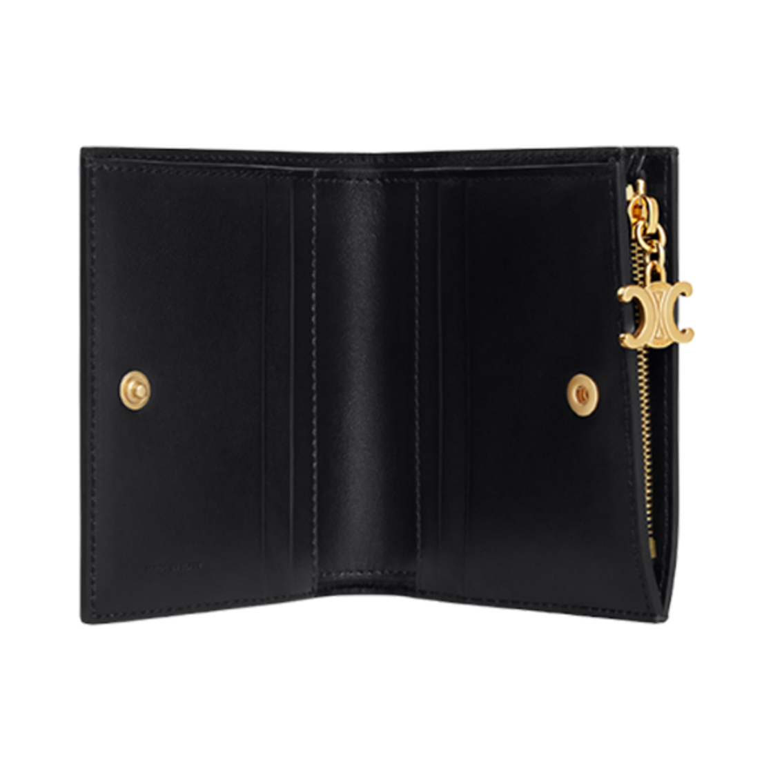 셀린느 트리옹프 컴팩트 월렛 트리옹프 참 샤이니 카프스킨 블랙(Celine Triomphe Compact Wallet Triomphe Charms in Shiny Calfskin Black) - 4