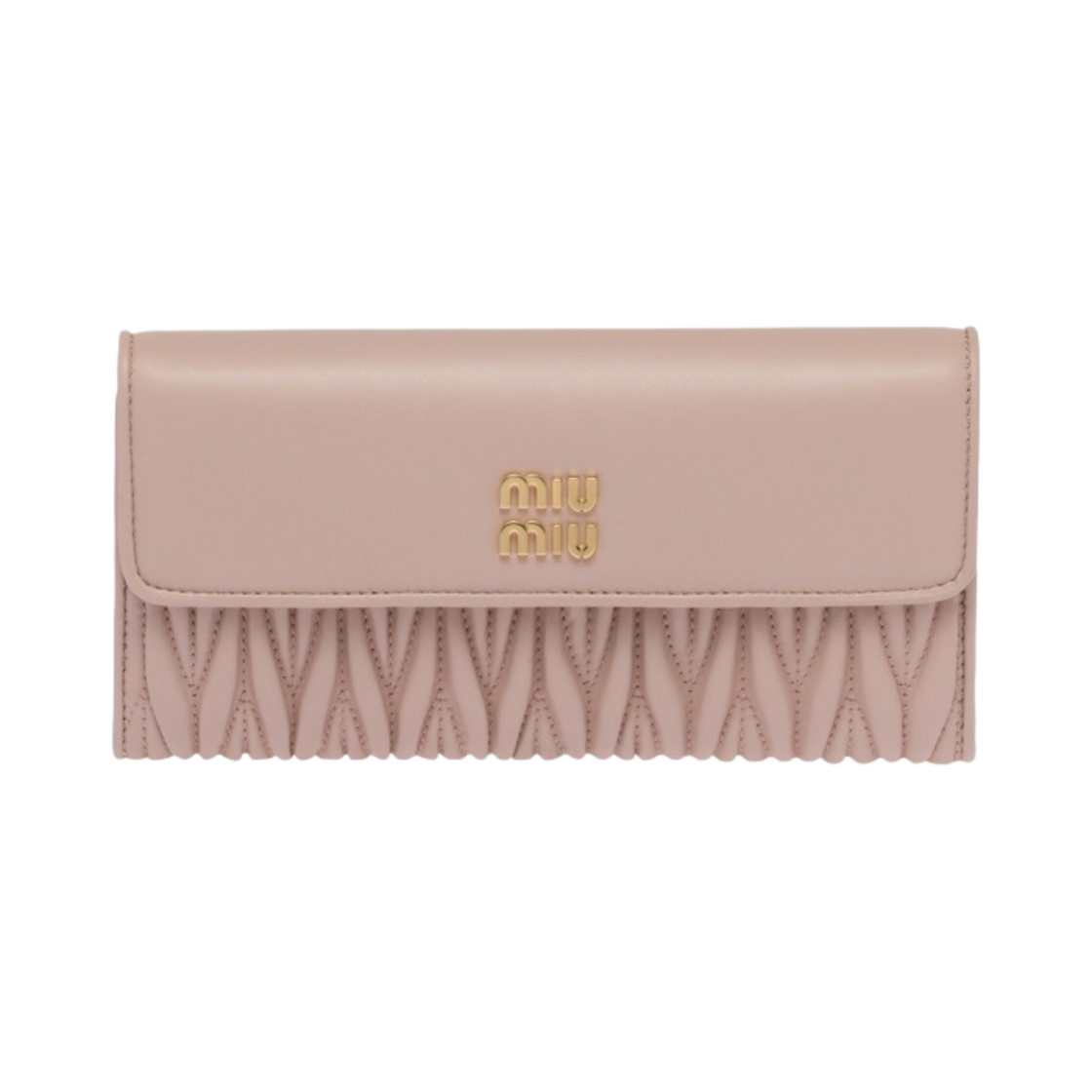 미우 미우 마테라쎄 나파 가죽 라지 지갑 워터 릴리(Miu Miu Matelasse Nappa Leather Large Wallet Water Lily) - 1