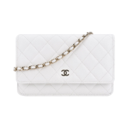 Chanel Classic Wallet On Chain Grained Calfskin & Gold White