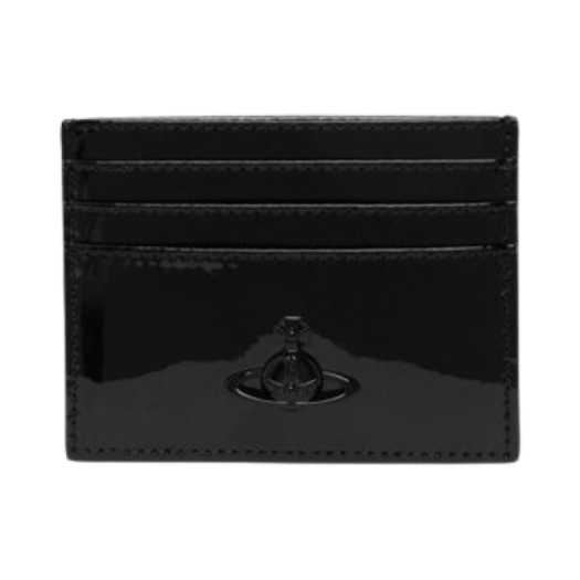 54030005W-L001O-BLACK-ENAMEL-ORB Vivienne Westwood Flat Card Holder Black Enamel Orb