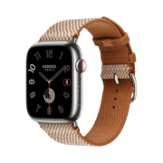 Apple Watch Hermes Series 9 45mm Silver Stainless Steel Case with Toile H Single Gold Ecru (Korean Ver.)