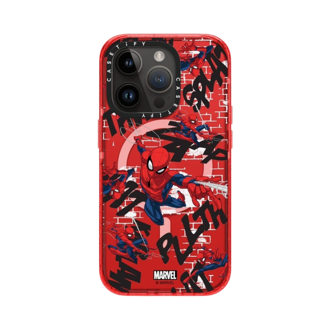 케이스티파이 x 마블 아이폰 스파이더맨 패턴 레드 맥세이프 임팩트 케이스 반투명 워터멜론(Casetify x Marvel iPhone Spider-Man Pattern Red Magsafe Impact Case Sheer Watermelon) - 3