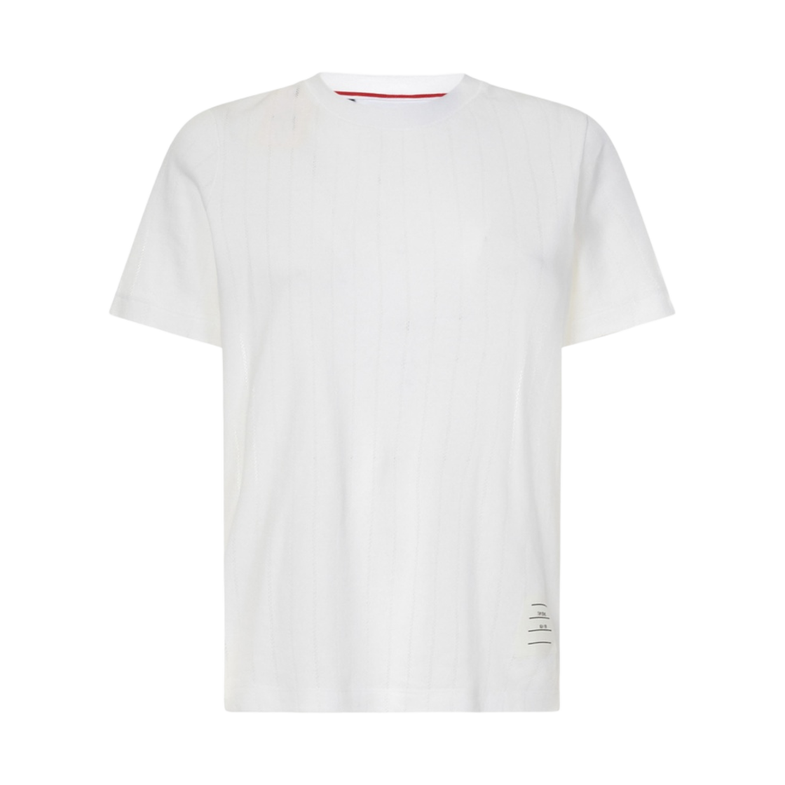 (W) 톰브라운 코튼 포인텔 립 숏슬리브 티셔츠 화이트((W) Thom Browne Cotton Pointelle Rib Short Sleeve T-Shirt White) - 1
