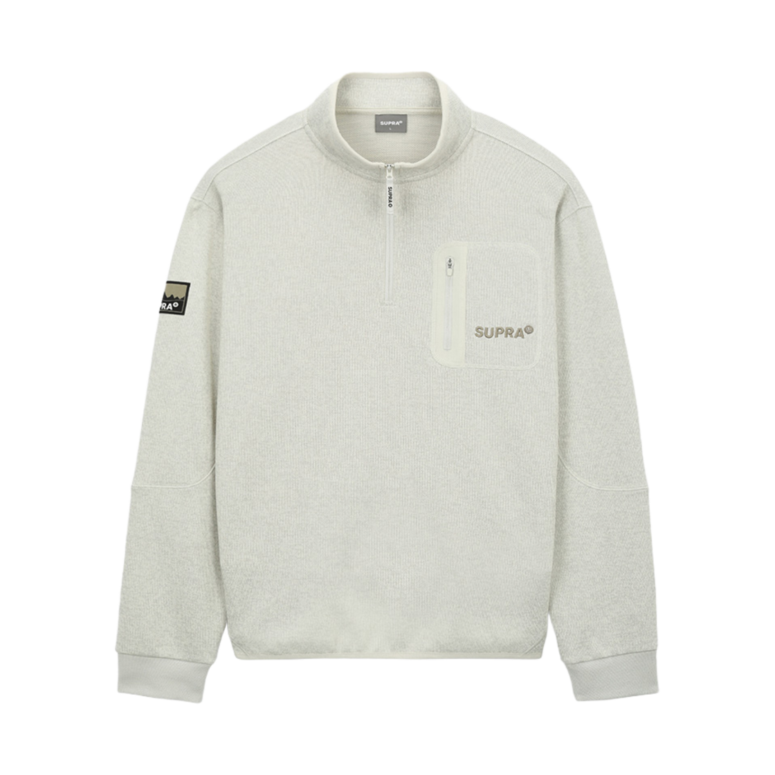 WXRL30144-CRM Supra Half Zip-Up Long-Sleeved T-Shirt Ivory - 대표 이미지 #1
