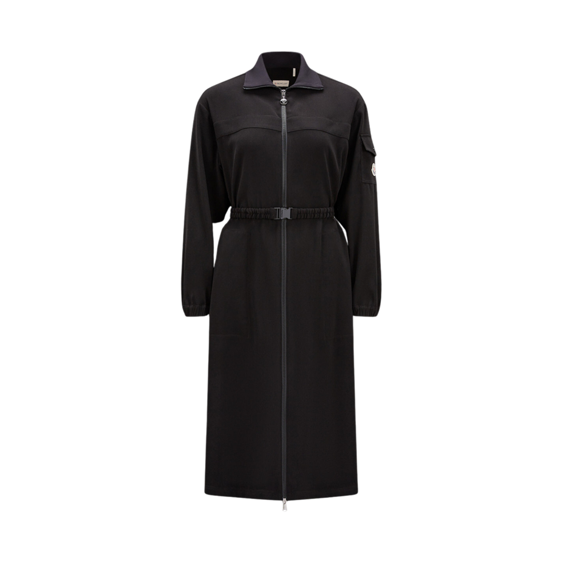 I2-093-2G00006-596WF-999 (W) Moncler Satin Midi Dress Black - 23FW