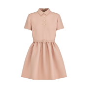 (W) Dior Short Belted Shirt Dress Pink Wool Silk