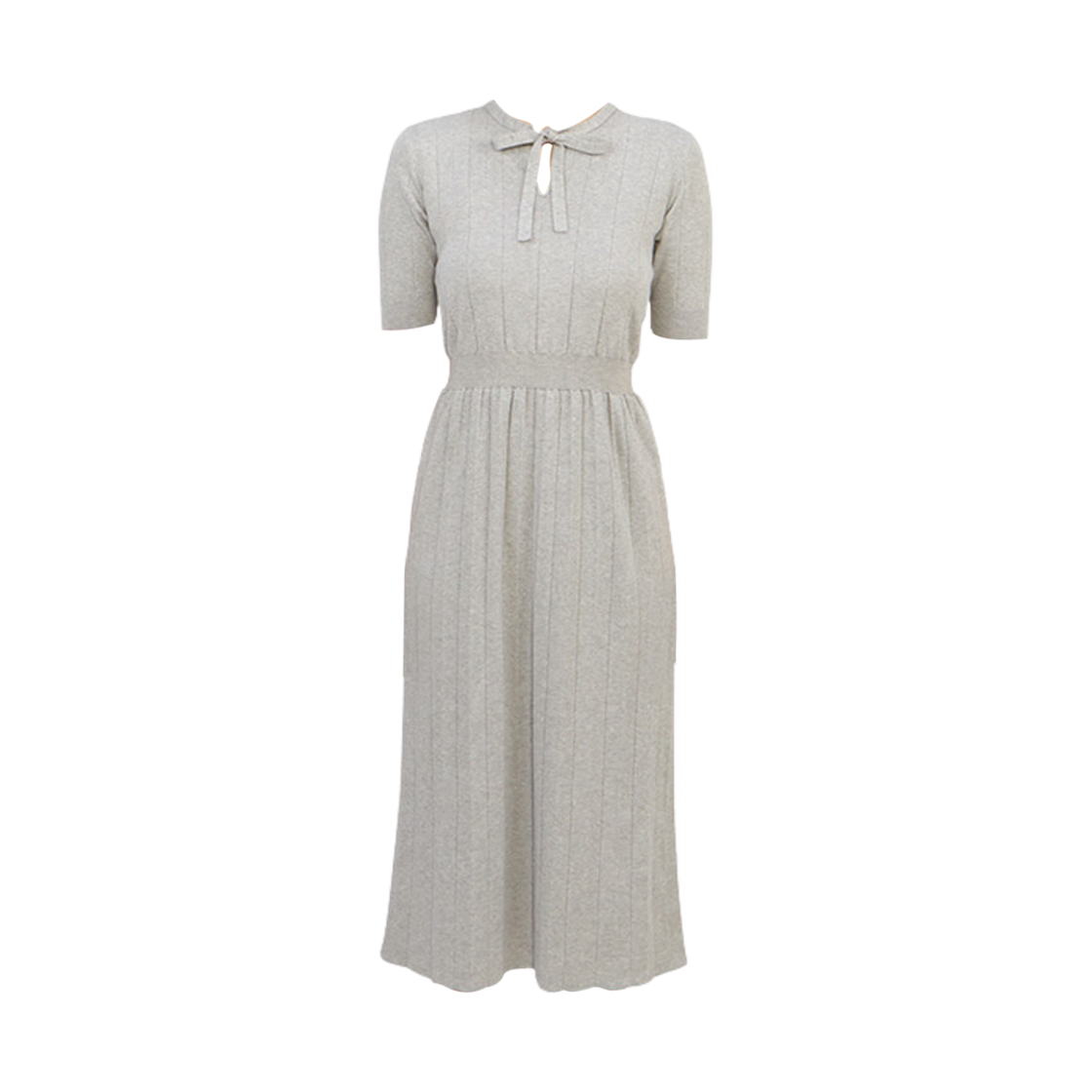 (W) 톰브라운 풀 니들 포인텔 스티치 드레스 파스텔 그레이((W) Thom Browne Full Needle Pointelle Stitch Dress Pastel Grey)