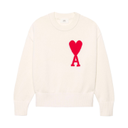 AMI de Coeur Oversize Sweater White Red - 22SS
