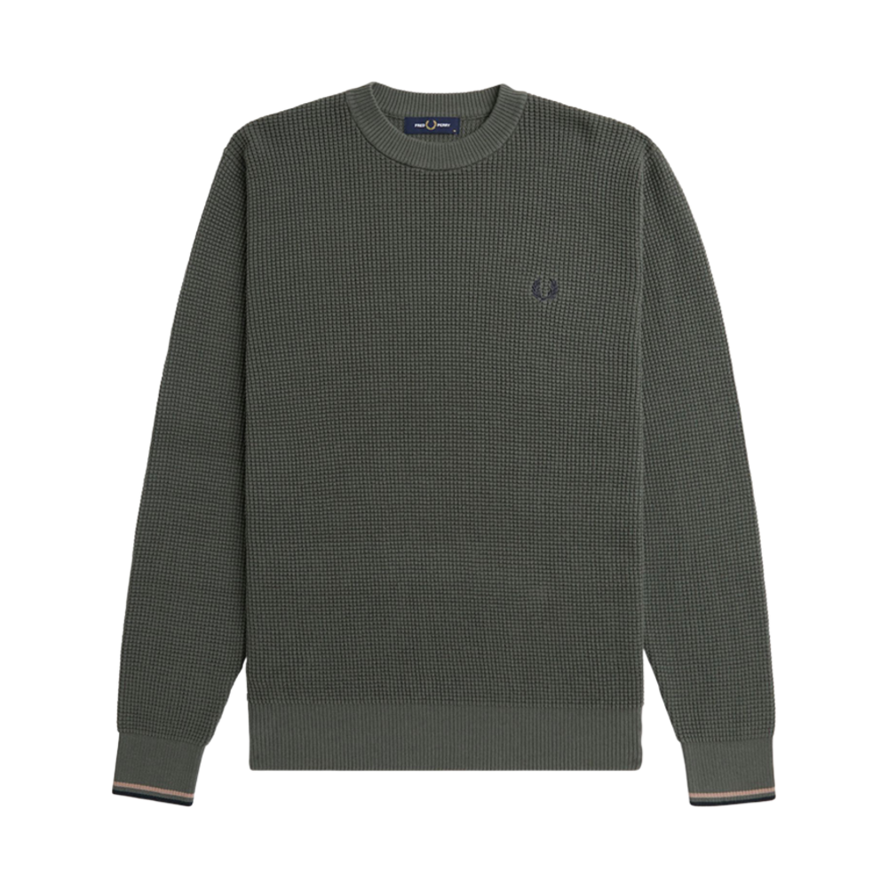 프레드페리 와플 스티치 니트 필드그린