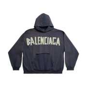 Balenciaga Tape Type Ripped Pocket Hoodie Large Fit Navy Blue