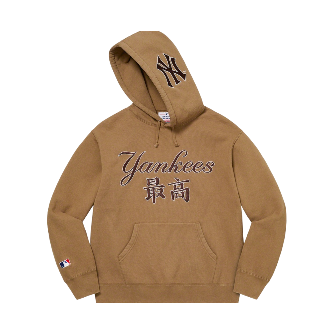 슈프림 x 뉴욕 양키스 간지 후드 스웨트셔츠 다크 카키 - 22FW