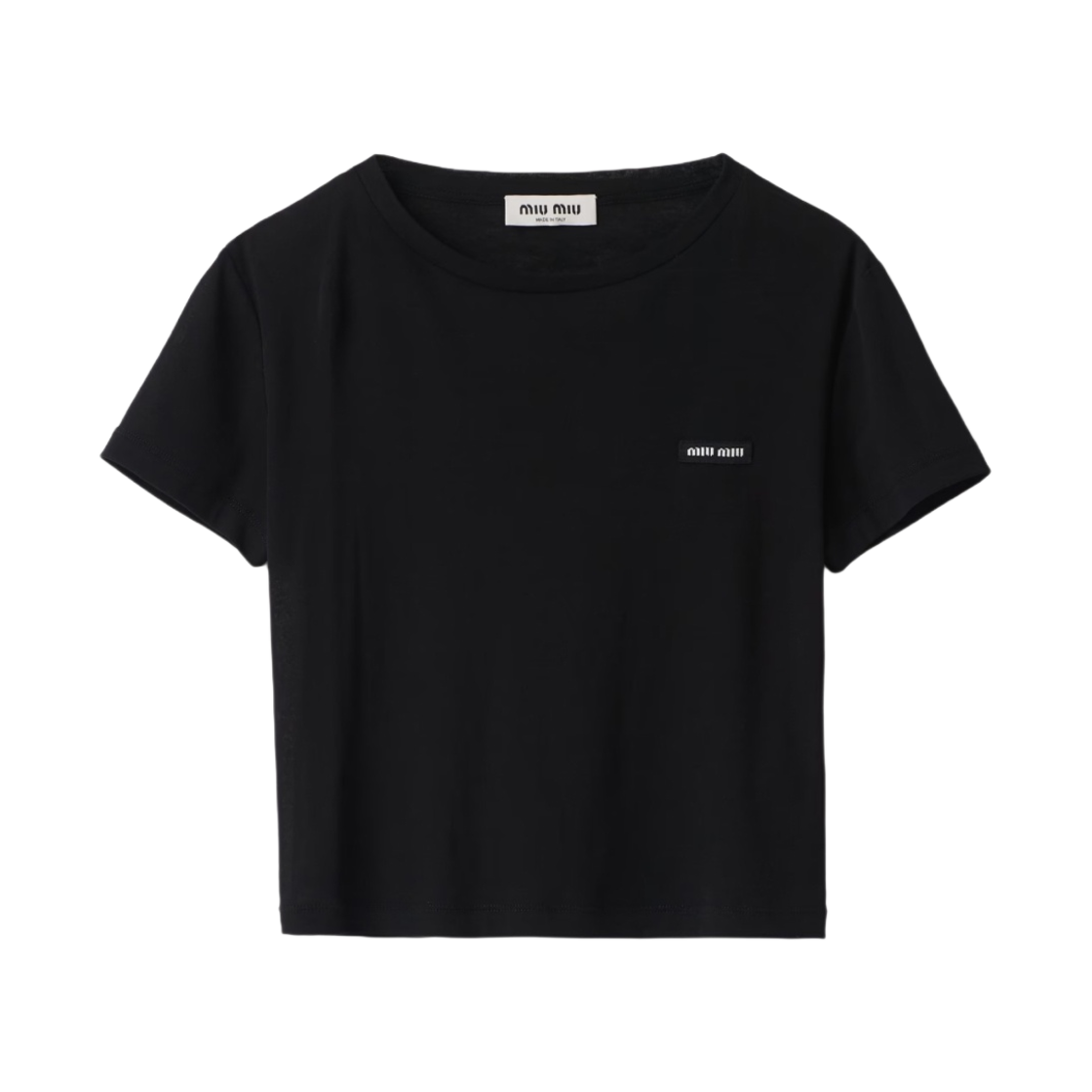 MJN466-133O-F0002 (W) Miu Miu Ribbed Jersey T-Shirt Black