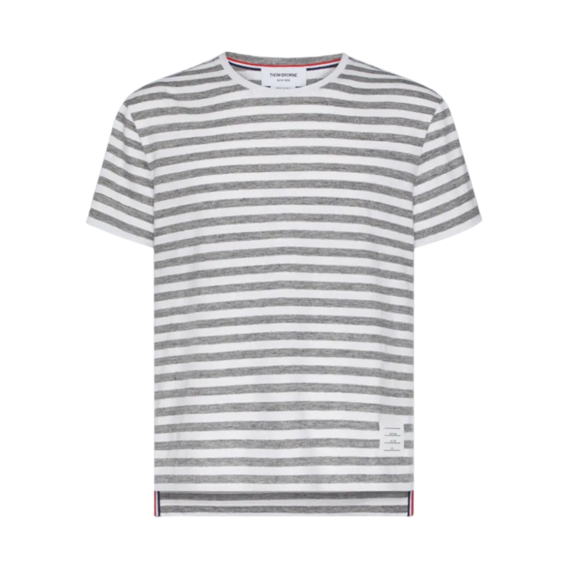 MJS272A-J0119-055 Thom Browne Stripe Linen T-Shirt White