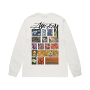 Stussy Flower Grid Pigment Dyed LS T-Shirt Natural