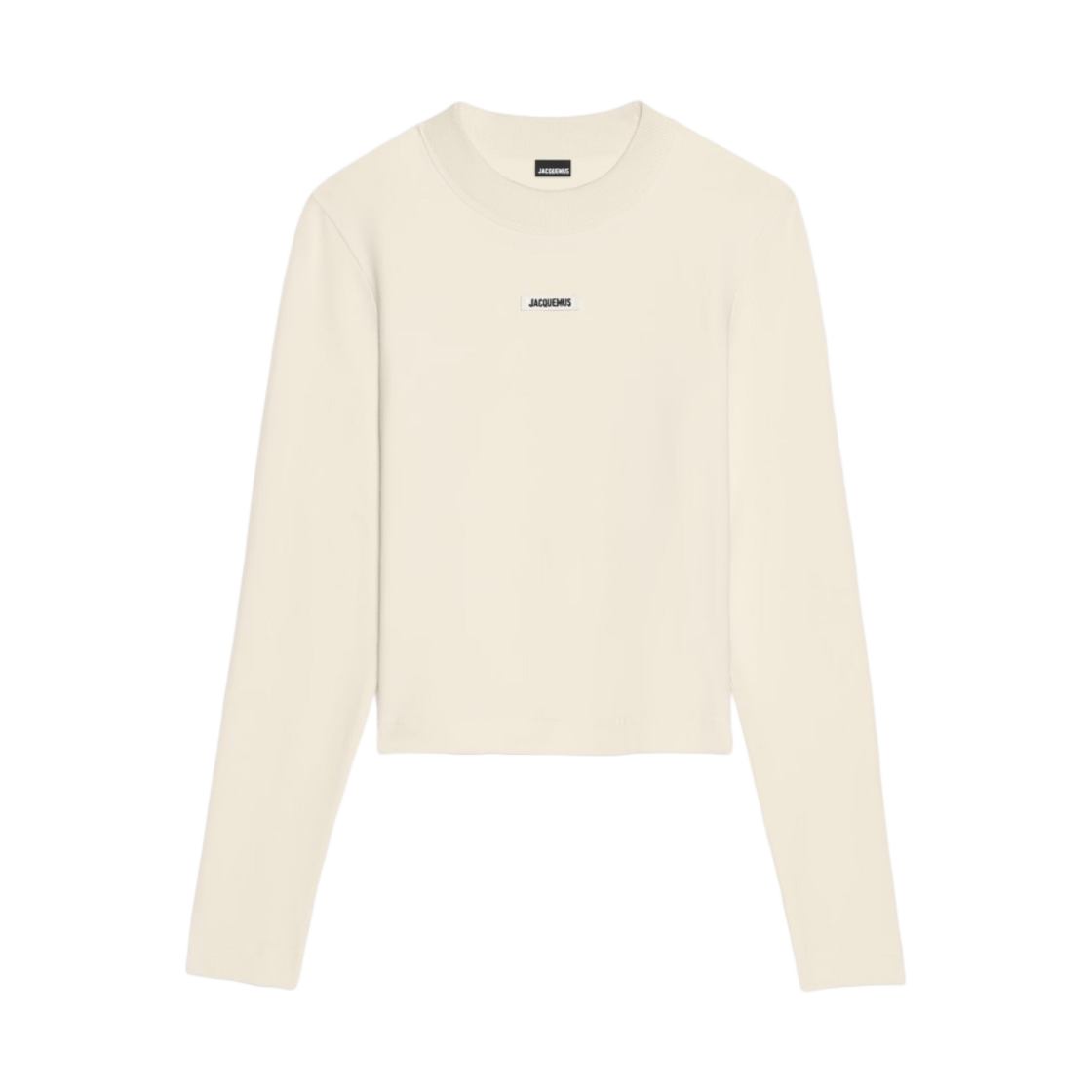 (W) 자크뮈스 르 티셔츠 그로 그레인 멘체스 롱구에스 그로그랭 로고 롱슬리브 티셔츠 라이트 베이지((W) Jacquemus Le T-Shirt Gros Grain Manches Longues Grosgrain Logo Long Sleeve T-Shirt Light Beige) - 1