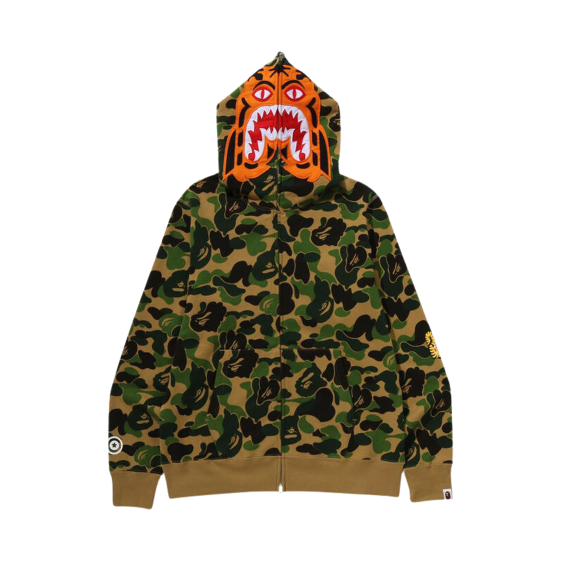 베이프 ABC 카모 타이거 풀 집 후드 아미 그린(BAPE ABC Camo Tiger Full Zip Hoodie Army Green)