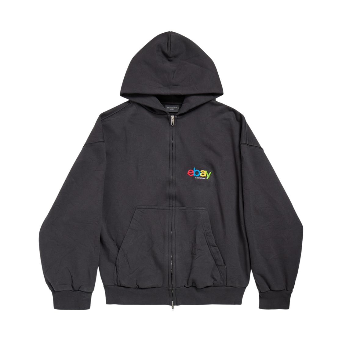 발렌시아가 이베이 집업 후드 레귤러 핏 블랙(Balenciaga Ebay Zip-Up Hoodie Regular Fit Black)