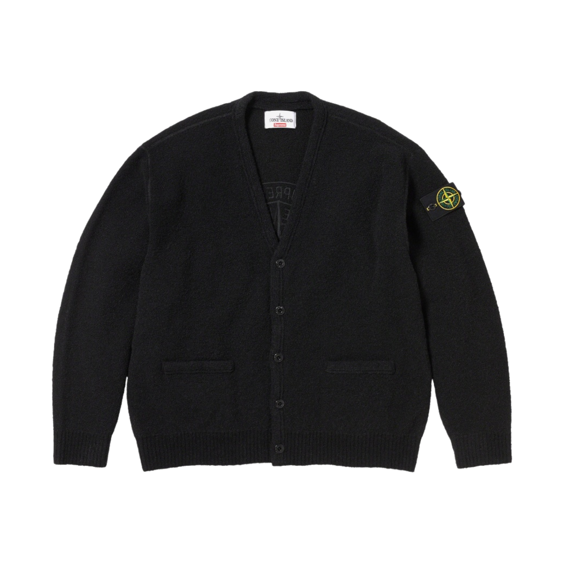 슈프림 x 스톤 아일랜드 부클 가디건 블랙 - 23FW(Supreme x Stone Island Boucle Cardigan Black - 23FW)