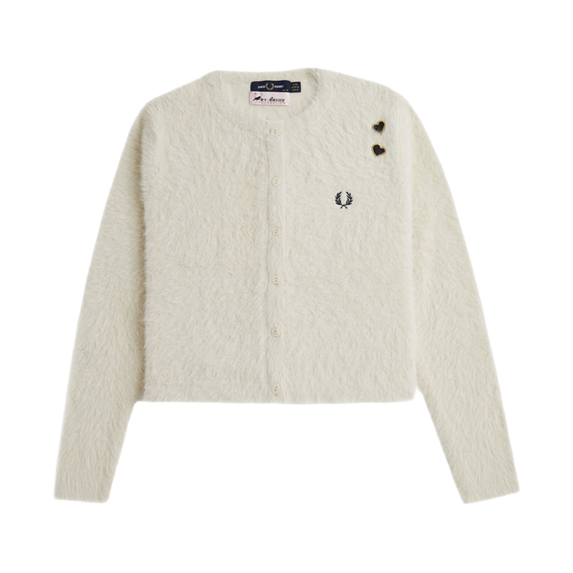 AFPF2438110-560 Fred Perry X Amy Winehouse Textured Button Through Cardigan Ecru